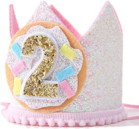 img 1 attached to 🍩 Donut Birthday Crown for Toddler's 2nd Birthday - Two Donut Birthday Hat for Photo Booth Props and Backdrop Cake Smash, Top Two Sweet Birthday Party Supplies for Kids