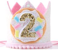 🍩 donut birthday crown for toddler's 2nd birthday - two donut birthday hat for photo booth props and backdrop cake smash, top two sweet birthday party supplies for kids logo