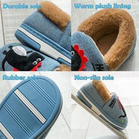 img 1 attached to 🦖 Adorable Kids Dinosaur Slippers: Cozy Home Shoes for Boys and Girls – Winter Warmth & Cute Style!