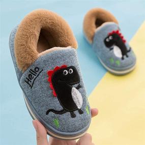 img 2 attached to 🦖 Adorable Kids Dinosaur Slippers: Cozy Home Shoes for Boys and Girls – Winter Warmth & Cute Style!