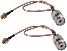 img 2 attached to 🔌 DHT Electronics Handheld Antenna Cable SMA Male to UHF SO-239 Female Connectors 6'' - Pack of 2: Reliable Signal Transmission for Improved Connectivity