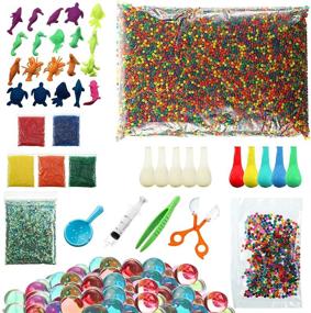 img 4 attached to 🔧 Ultimate DIY Sensory Toys Set: 50,000 Small & 500 Large Water Gel Beads, Balloon, Ocean Sea Animals Figure, Work Drum - Perfect for Fidget Sensory Balls & Decorations