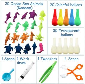 img 1 attached to 🔧 Ultimate DIY Sensory Toys Set: 50,000 Small & 500 Large Water Gel Beads, Balloon, Ocean Sea Animals Figure, Work Drum - Perfect for Fidget Sensory Balls & Decorations