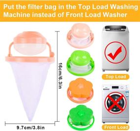 img 1 attached to 🧺 Whaline 8pcs Lint Mesh Bag for Top Load Washer: Reusable Hair Remover and Lint Catcher Traps for Laundry, Floating Lint Filter Bag – Green Pink Net Pouch