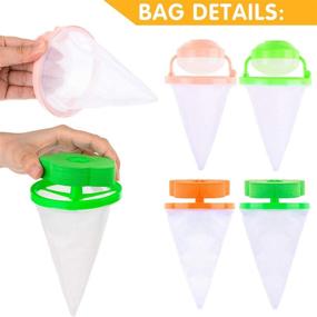 img 3 attached to 🧺 Whaline 8pcs Lint Mesh Bag for Top Load Washer: Reusable Hair Remover and Lint Catcher Traps for Laundry, Floating Lint Filter Bag – Green Pink Net Pouch