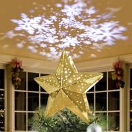 🎄 sparkling snowstorm projection: christmas tree topper with luxurious gold metallic surface logo