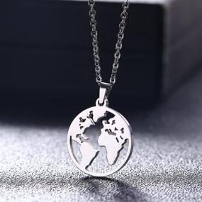 img 3 attached to 🌍 Earth Map Pendant Necklace - Ideal Long Distance Travel Gift