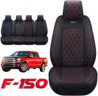 aierxuan car seat covers front set with waterproof leather automotive vehicle cushion for cars suv pickup truck fit for 2009 to 2022 ford f150 carhartt and 2017 to 2022 f250 f350 f450(black and red) logo