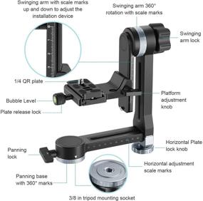 img 2 attached to 📷 Neewer 360° Panoramic Gimbal Tripod Head with Movable 100mm Horizontal Axis, QR Plate, Bubble Level | Ideal for DSLR Cameras up to 33lbs/15kg | Professional Metal Build