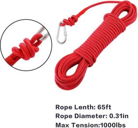 img 3 attached to MHD MAG Magnet Fishing Rope with Carabiner - Nylon Mooring Line for Commercial Use, Anchors, Clotheslines, Boats, Crafts, Blocks, Pulling, Dragging, Cargo, Tying, and Tow Ropes with Paracord Leash