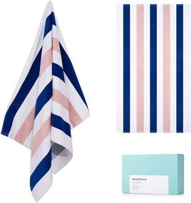 img 4 attached to 🏖️ Premium 100% Cotton Beach Towel: Large Luxury Pool Towel with Cabana Stripe Design for Sunbathing Poolside Lounge, Spa, or Yoga. Soft, Absorbent & Skin-Friendly, No Shrinkage (30”x60”, 1 Pack)