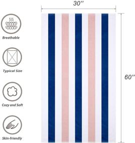 img 1 attached to 🏖️ Premium 100% Cotton Beach Towel: Large Luxury Pool Towel with Cabana Stripe Design for Sunbathing Poolside Lounge, Spa, or Yoga. Soft, Absorbent & Skin-Friendly, No Shrinkage (30”x60”, 1 Pack)