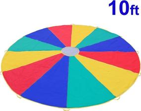 img 3 attached to 🌈 6ft, 8ft, 10ft, 12ft, 16ft, 20ft Rainbow Play Parachute for Kids - Cooperative Outdoor Games, Gymnastics Activity Toy, Ideal for Playground and Party Games