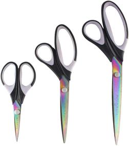 img 1 attached to 🔪 Black Titanium Softgrip Scissors Set - Ideal for Sewing, Arts, Crafts, and Office - 3-Piece Bundle