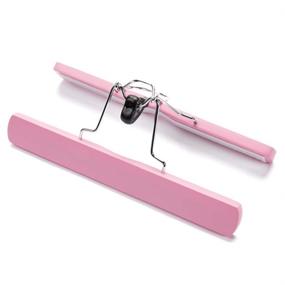 img 1 attached to 💕 Convenient and Stylish Light Pink Portable Hair Extensions Carrier: Non-woven Dust-proof Storage Case with Wooden Hanger for Human Hair Extensions