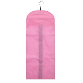 img 2 attached to 💕 Convenient and Stylish Light Pink Portable Hair Extensions Carrier: Non-woven Dust-proof Storage Case with Wooden Hanger for Human Hair Extensions