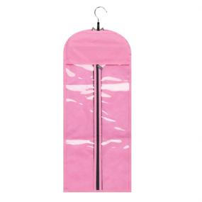 img 3 attached to 💕 Convenient and Stylish Light Pink Portable Hair Extensions Carrier: Non-woven Dust-proof Storage Case with Wooden Hanger for Human Hair Extensions