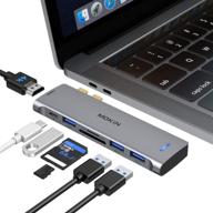 🔌 usb c adapter for macbook pro: usb adapter, hdmi adapters, 3 usb 3.0, 4k@60hz hdmi, tf/sd, usb-c thunderbolt 3, 100w логотип