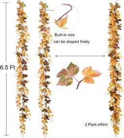 img 1 attached to 2 Pack Fall Maple Leaf Garland - 6.5 Ft/Piece Hanging Vine Artificial Autumn Foliage Thanksgiving Decor for Home, Wedding, Fireplace, Party, Christmas - DearHouse
