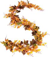 2 pack fall maple leaf garland - 6.5 ft/piece hanging vine artificial autumn foliage thanksgiving decor for home, wedding, fireplace, party, christmas - dearhouse logo