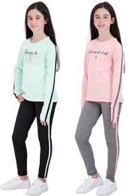 img 3 attached to Hind Athletic Leggings Pink Green Numeric_7 Girls' Clothing for Active