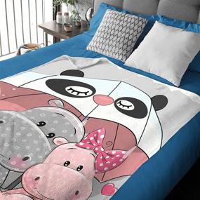 img 3 attached to 🦛 Nagasena Hippos Plush Blanket with Umbrellas - Luxuriously Warm Bed Throws for Sofa and Pet, Ultra Cozy for All Seasons - 60"X50" Teen-Medium Size