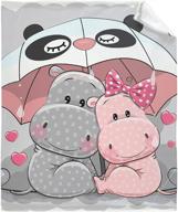 🦛 nagasena hippos plush blanket with umbrellas - luxuriously warm bed throws for sofa and pet, ultra cozy for all seasons - 60"x50" teen-medium size logo