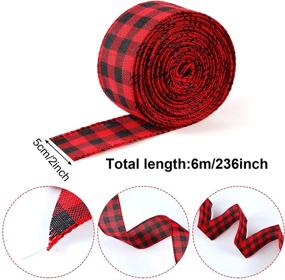 img 3 attached to 🎄 Versatile Christmas Red Burlap Wired Ribbon Bundle - 6 Rolls, Assorted Styles, 2 Inch x 33 Yards