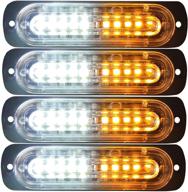 🚨 primelux 4-pack 4.4-inch 10 led ultra slim strobe led lighthead external emergency grille surface mounting lights - amber/white logo