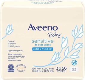 img 3 attached to Aveeno Baby Sensitive All Over Wipes with Aloe & Natural Oat Extract - Gentle Cleansing for Face, Bottom & Hands (3 Packs of 56 ct)