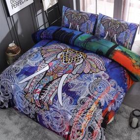 img 3 attached to NTBED Bohemian Elephant Comforter Set Queen: Exotic Multi-Print Bedding, Microfiber Quilt Sets