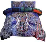 ntbed bohemian elephant comforter set queen: exotic multi-print bedding, microfiber quilt sets logo