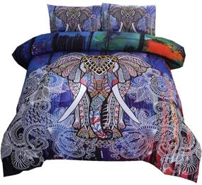 img 4 attached to NTBED Bohemian Elephant Comforter Set Queen: Exotic Multi-Print Bedding, Microfiber Quilt Sets