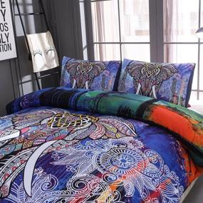 img 1 attached to NTBED Bohemian Elephant Comforter Set Queen: Exotic Multi-Print Bedding, Microfiber Quilt Sets