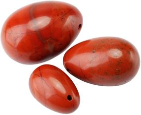 img 3 attached to Red Jasper Yoni Eggs Set of 3, Pre-drilled with Unwaxed String - Massage Stones for Women, Strengthen Pelvic Floor Muscles, Velvet Pouch Included - mookaitedecor