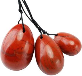 img 4 attached to Red Jasper Yoni Eggs Set of 3, Pre-drilled with Unwaxed String - Massage Stones for Women, Strengthen Pelvic Floor Muscles, Velvet Pouch Included - mookaitedecor