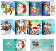 oway diamond painting christmas cards kit - festive greeting cards paint with diamonds for holiday crafts and cherished moments with friends and family - pack of 8 logo