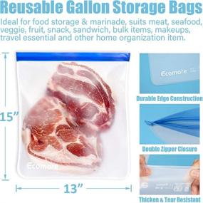 img 3 attached to 🍏 Ecomore Reusable 2 Gallon Freezer Bags - 3 PCS Leak-Proof Extra Thick Food Storage Bags for Meat, Vegetables, Fruits, Oats, Toys, Snacks, Home Organization