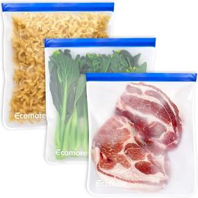 img 4 attached to 🍏 Ecomore Reusable 2 Gallon Freezer Bags - 3 PCS Leak-Proof Extra Thick Food Storage Bags for Meat, Vegetables, Fruits, Oats, Toys, Snacks, Home Organization