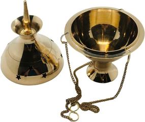 img 2 attached to Hanging Brass Incense Burner with Chains - 7" Height and 3.5" Diameter for Burning Charcoal and Incense