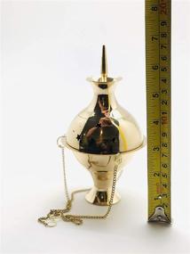 img 1 attached to Hanging Brass Incense Burner with Chains - 7" Height and 3.5" Diameter for Burning Charcoal and Incense