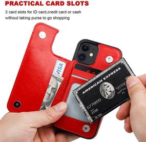 img 1 attached to 📱 ONETOP iPhone 12 Mini Wallet Case with Card Holder, PU Leather Kickstand & Card Slots – Red, 5.4 Inch, Double Magnetic Clasp, Durable Shockproof Cover