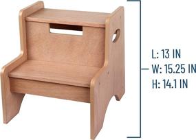 img 2 attached to 🪜 Wildkin Kids Wooden Two-Step Stool for Kitchen or Bathroom Use, with Carrying Handles, Ideal for Kids and Adults Up to 200lbs (Oak)