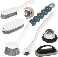 🧹 versatile 6-piece kitchen cleaning brush set for multiple surfaces: bendable clean brush, grips dish brush, kitchen scrub brush, bottle brush, pot brush, and shoe brush – ideal for bathroom, floor, shower, tile, kitchen logo