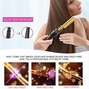 img 2 attached to FITNIUBI Hot Comb Hair Straightener - Portable Electric Heating Comb for Black Hair