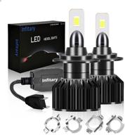 powerful infitary h7 led headlight bulbs: 12000lm - cool white 6500k - high/low beam - for vw/mercedes-benz/audi/bmw/buick/hyundai/nissan/kia - easy plug play conversion kit with extra retainer logo