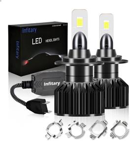 img 4 attached to Powerful INFITARY H7 LED Headlight Bulbs: 12000LM - Cool White 6500K - High/Low Beam - For VW/Mercedes-Benz/Audi/BMW/Buick/Hyundai/Nissan/KIA - Easy Plug Play Conversion Kit with Extra Retainer