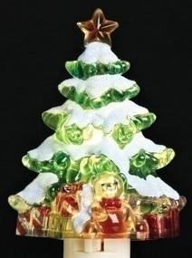 img 1 attached to 🎄 5 Inch Acrylic Swivel Plug-in Bubble Night Light - Roman Snow Covered Christmas Tree