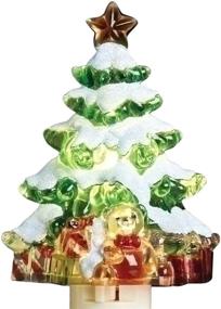 img 2 attached to 🎄 5 Inch Acrylic Swivel Plug-in Bubble Night Light - Roman Snow Covered Christmas Tree