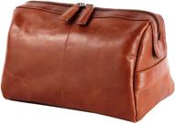 🧳 auliv full grain leather toiletry bag for men (dopp kit) - ideal travel organizer & case, packed for gifting in dark tan logo